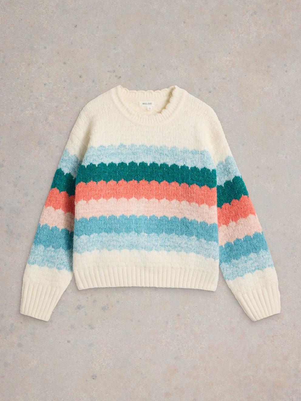 BUBBLE STRIPE JUMPER in WHITE MLT - FLAT FRONT