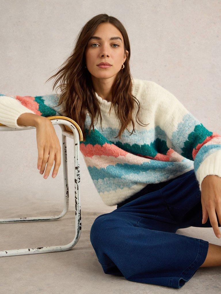 BUBBLE STRIPE JUMPER in WHITE MLT - LIFESTYLE