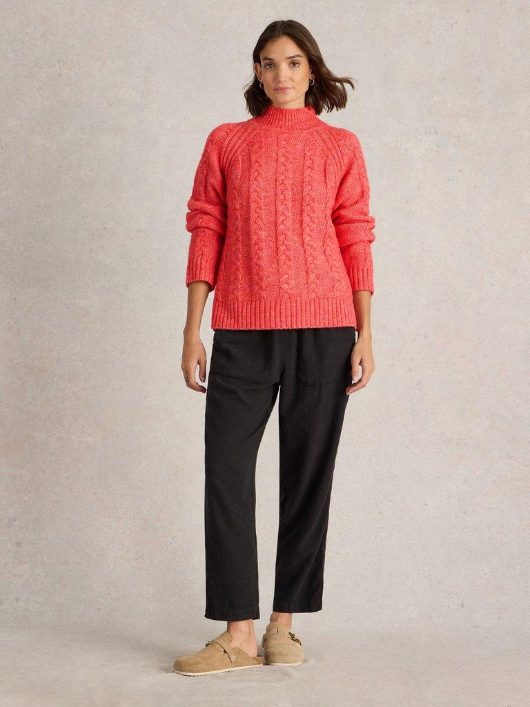 CLEO JUMPER in MID CORAL - MODEL FRONT