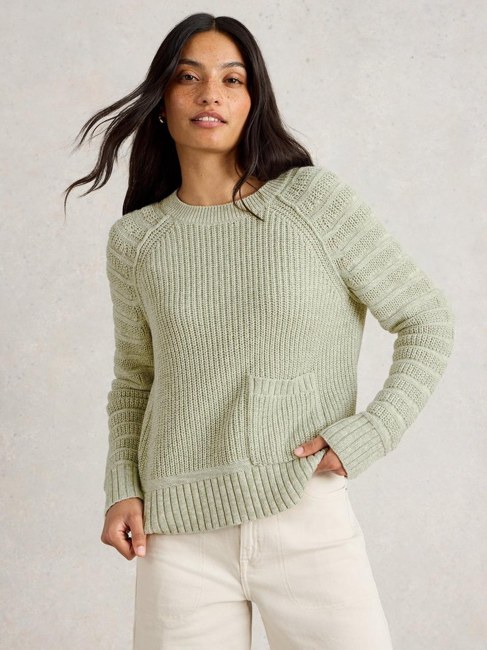 CINDY COTTON JUMPER in KHAKI GRN - LIFESTYLE