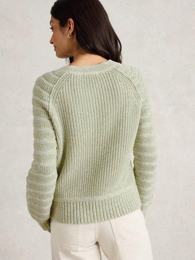 CINDY COTTON JUMPER in KHAKI GRN - MODEL BACK