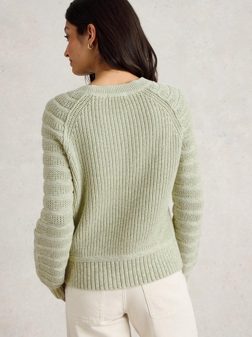 CINDY COTTON JUMPER in KHAKI GRN - MODEL BACK