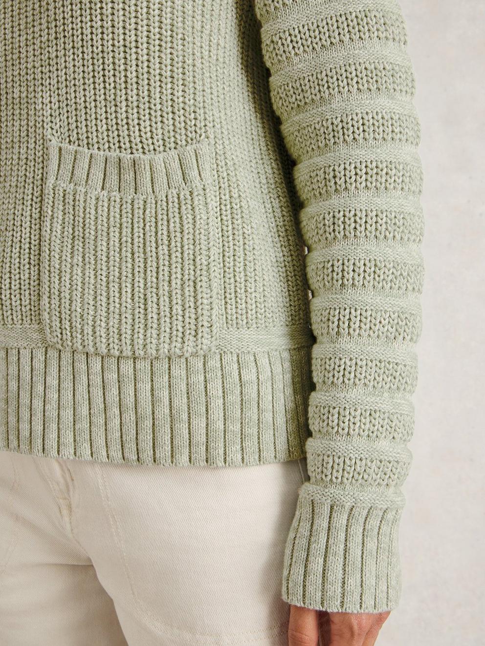 CINDY COTTON JUMPER in KHAKI GRN - MODEL DETAIL