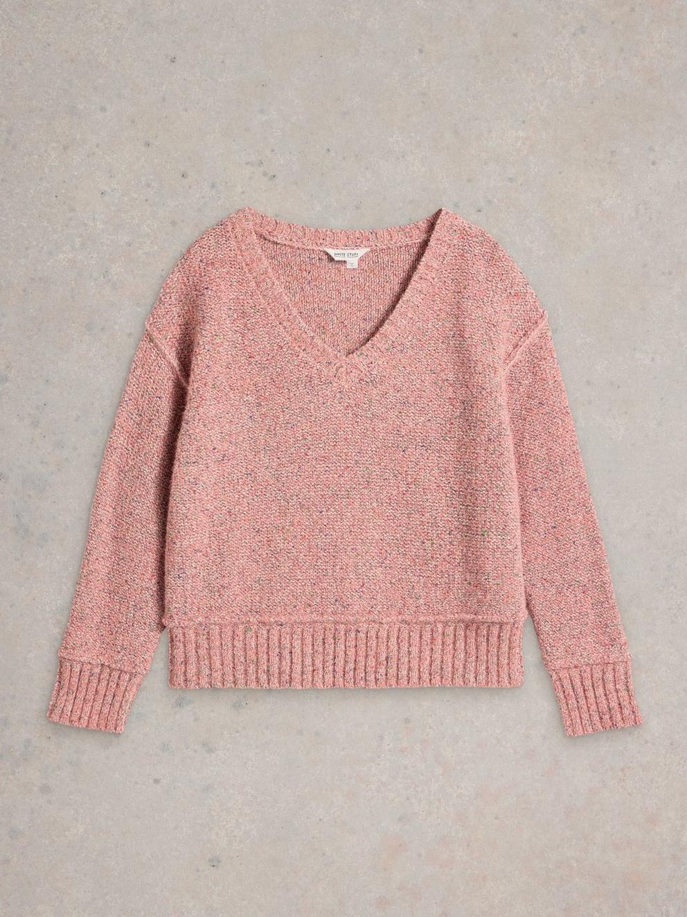 TAMMY TEXTURED V NECK in LGT PINK - FLAT FRONT