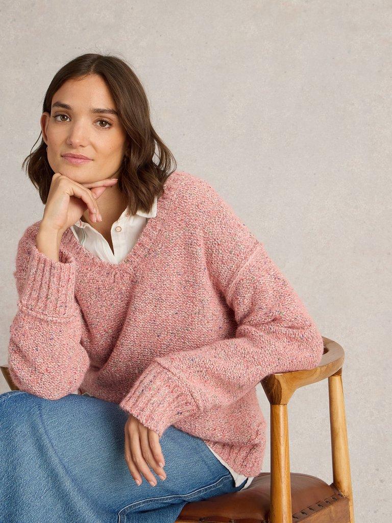 TAMMY TEXTURED V NECK in LGT PINK - LIFESTYLE