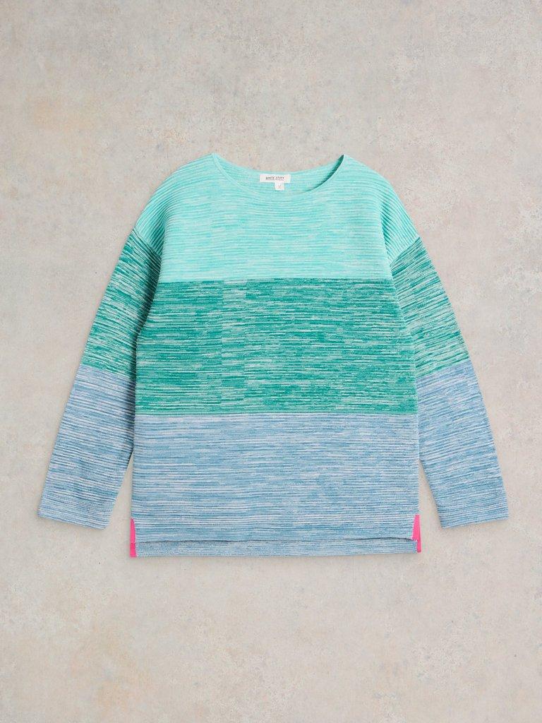 JANA TWIST JUMPER in BLUE MLT - FLAT FRONT