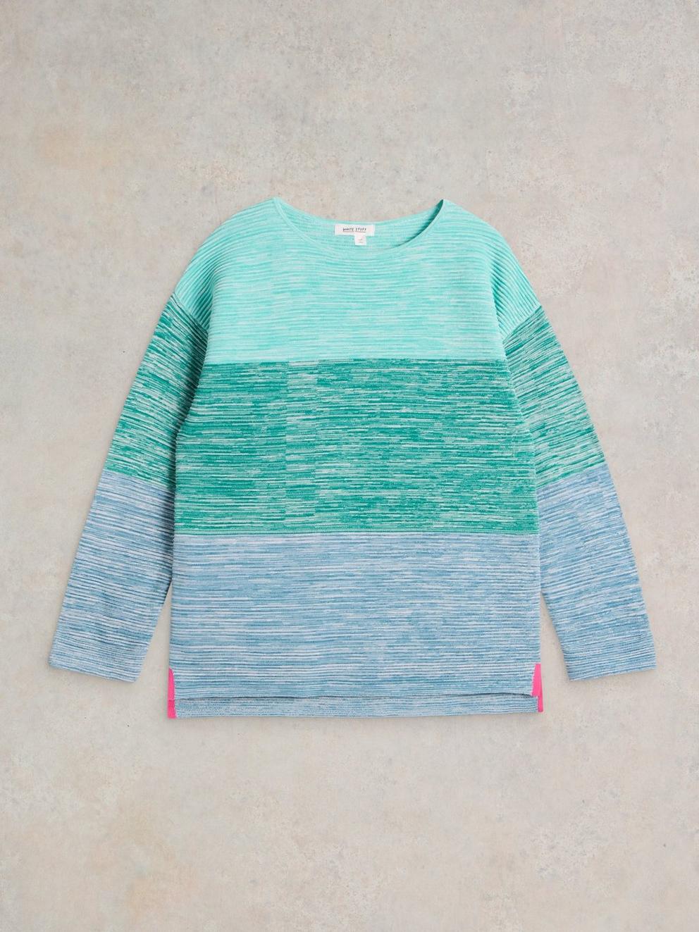 JANA TWIST JUMPER in BLUE MLT - FLAT FRONT