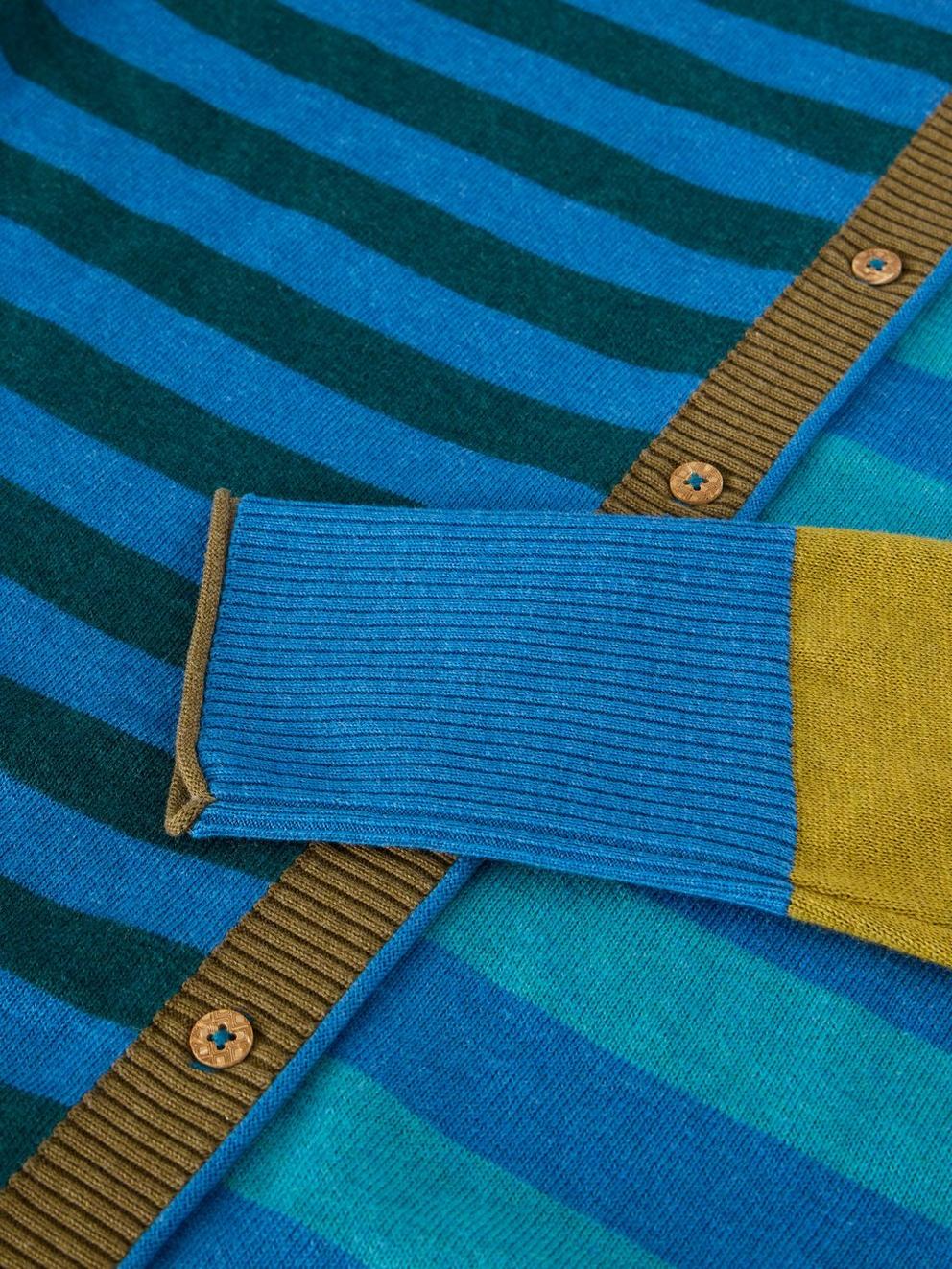 LULU STRIPED CREW NECK CARDI in BLUE MLT - FLAT DETAIL