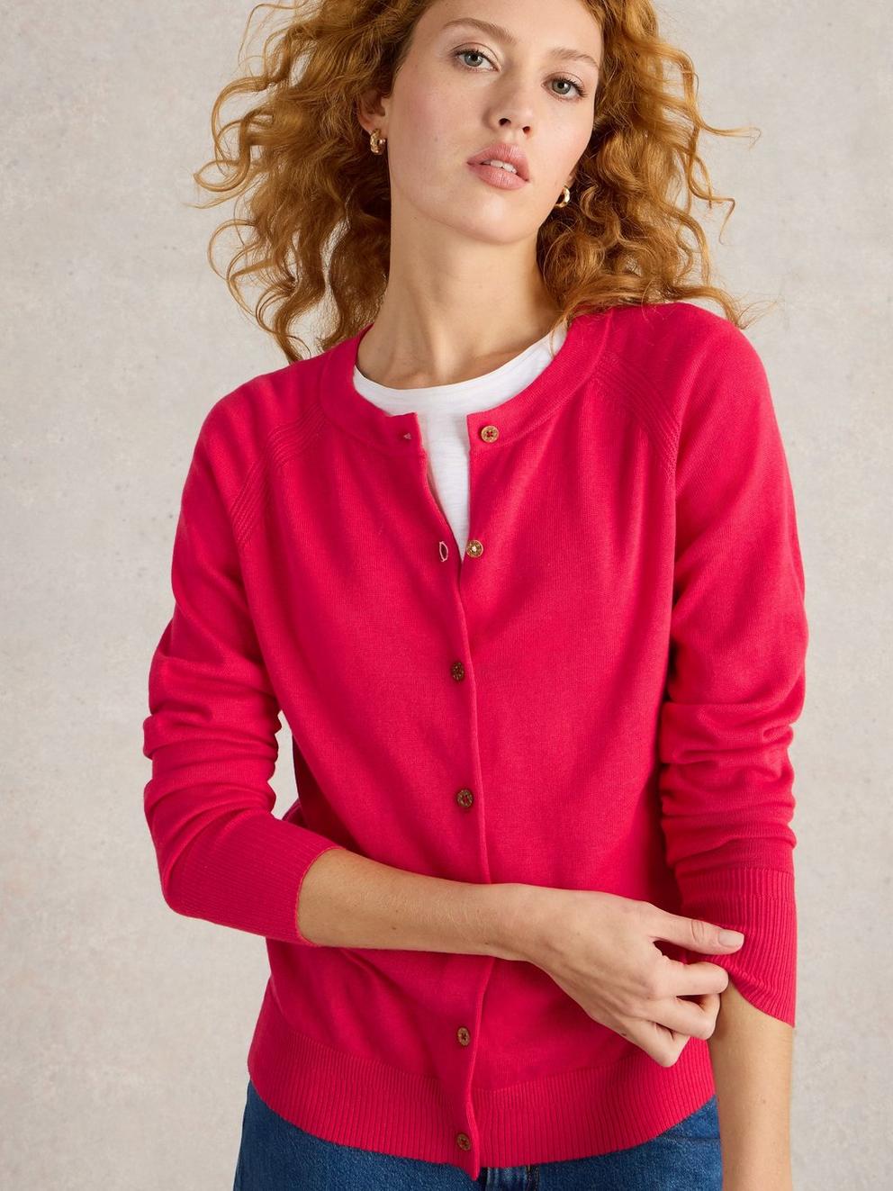 LULU LONG SLEEVE CARDI in BRT PINK - LIFESTYLE