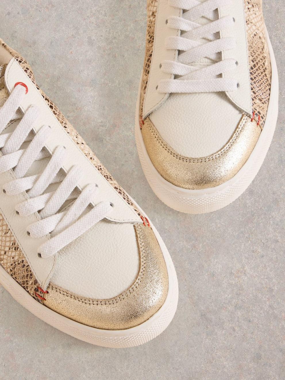 Tori Leather Trainer in NAT MLT - FLAT DETAIL