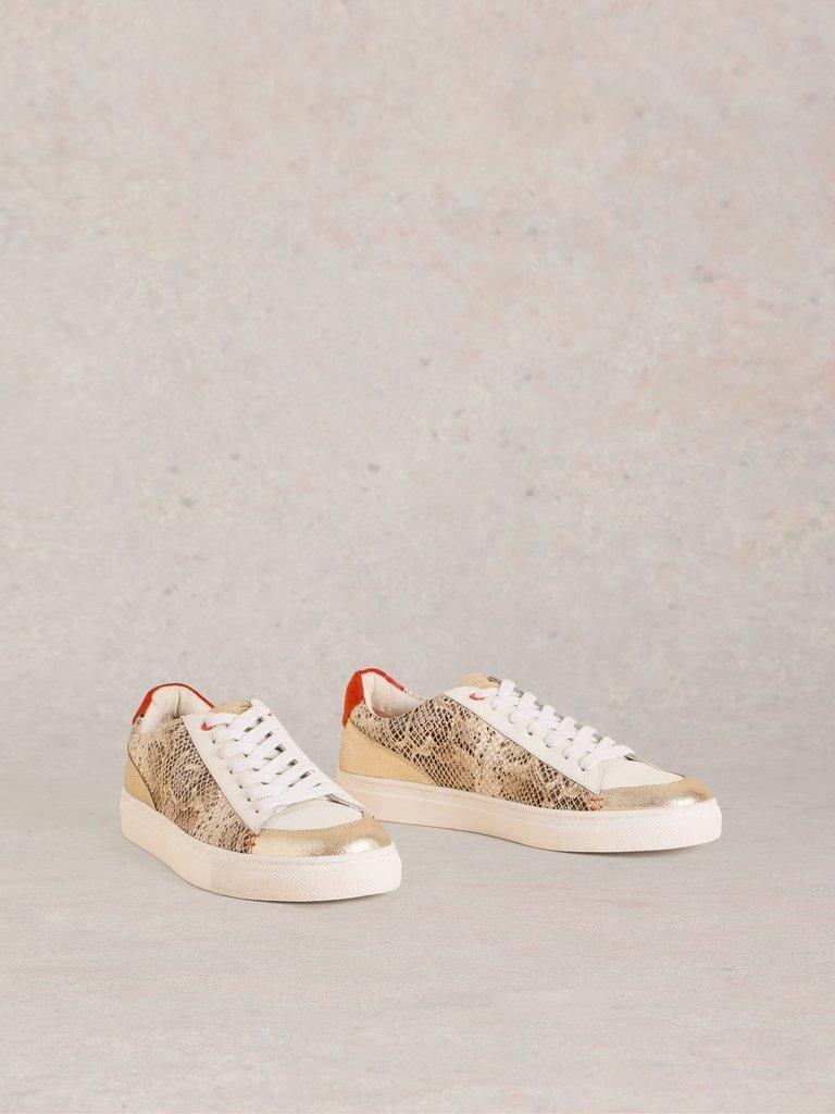 Tori Leather Trainer in NAT MLT - FLAT FRONT