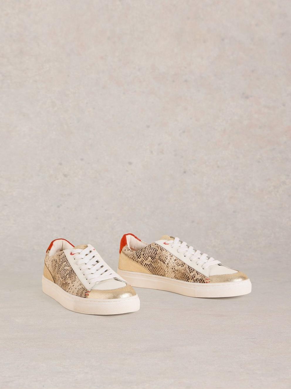 Tori Leather Trainer in NAT MLT - FLAT FRONT