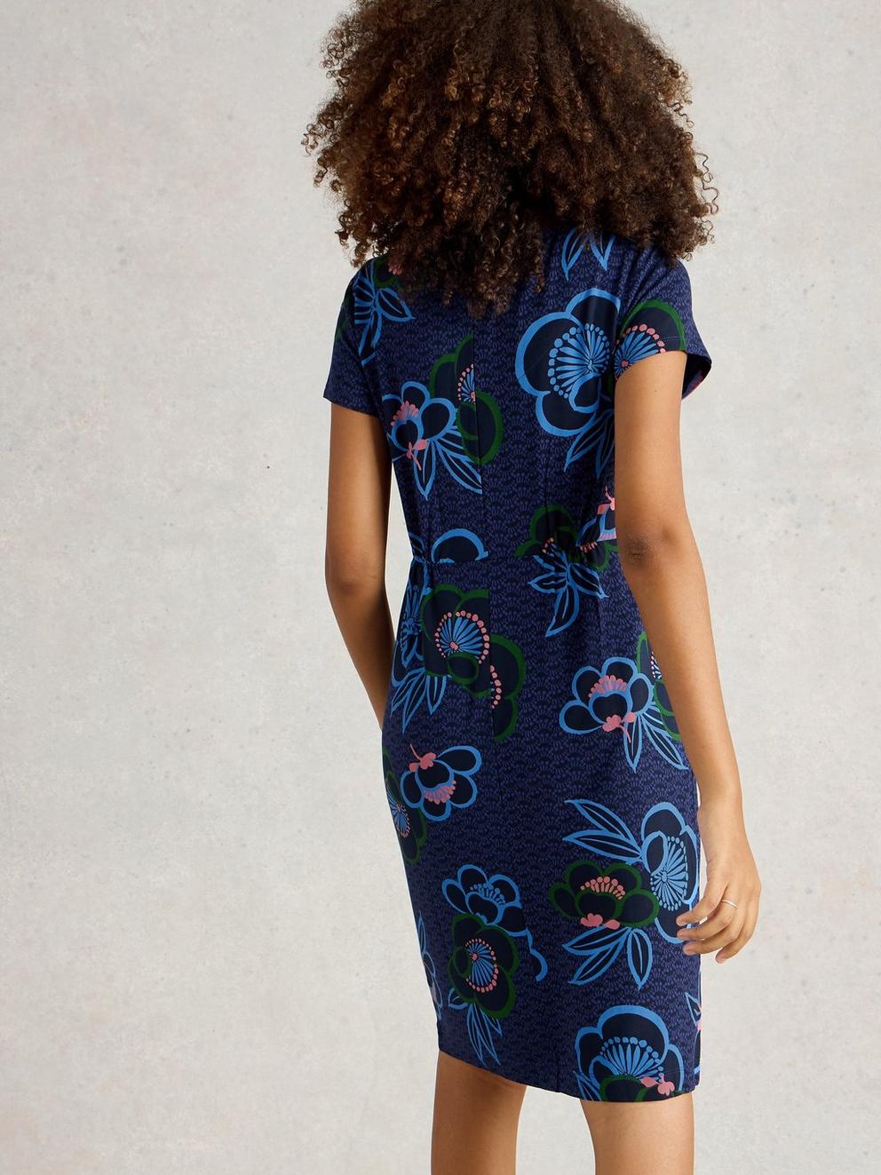Tallie Jersey Short Sleeve Dress in BLUE PR - MODEL BACK