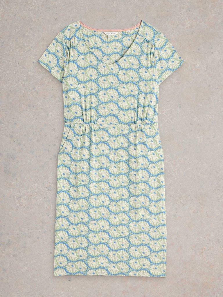 Tallie Jersey Short Sleeve Dress in GREEN MLT - FLAT FRONT