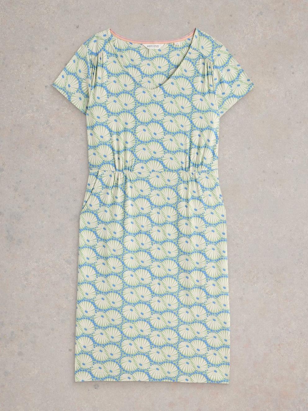 Tallie Jersey Short Sleeve Dress in GREEN MLT - FLAT FRONT
