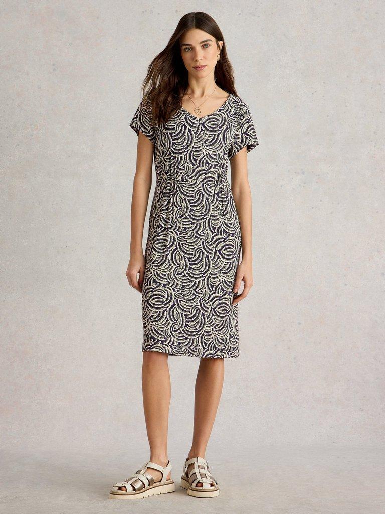 Tallie Jersey Short Sleeve Dress in NAVY PR - MODEL FRONT