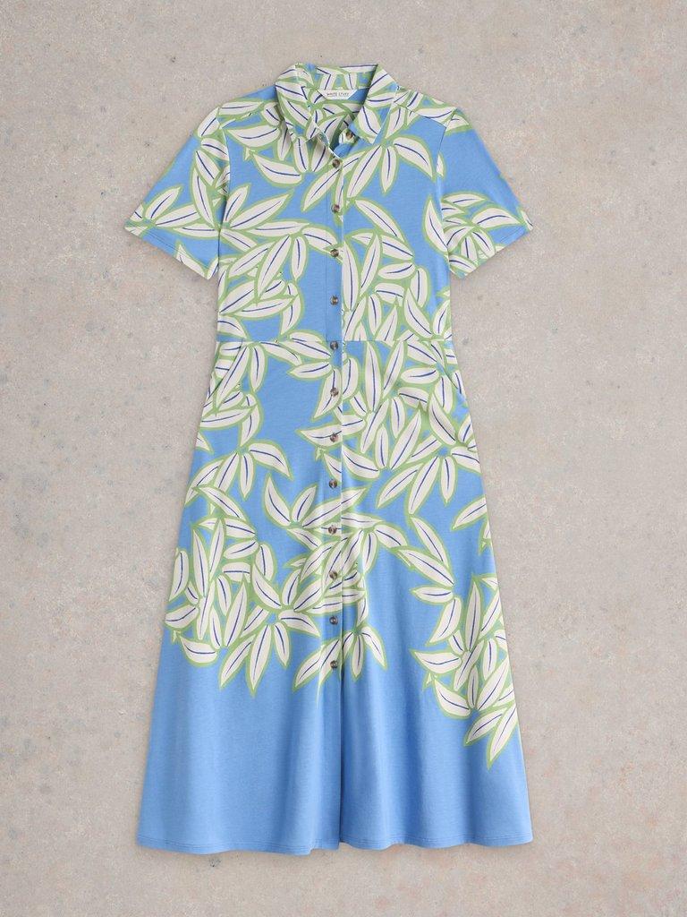 Rua Jersey Shirt Dress Midi in BLUE PR - FLAT FRONT