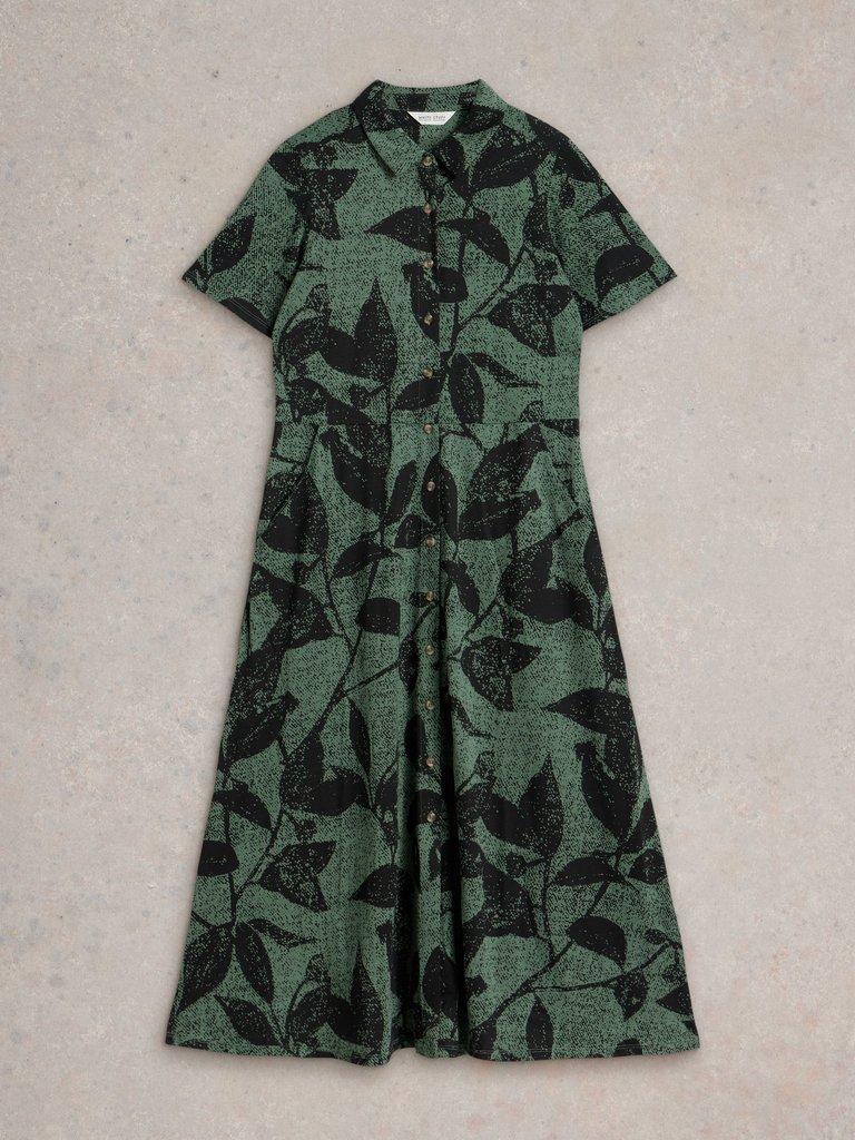 Rua Jersey Shirt Dress Midi in GREEN PR - FLAT FRONT