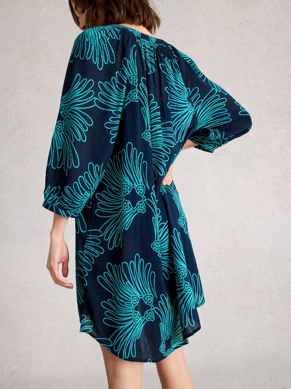 Lottie Cover Up in NAVY MULTI - MODEL BACK