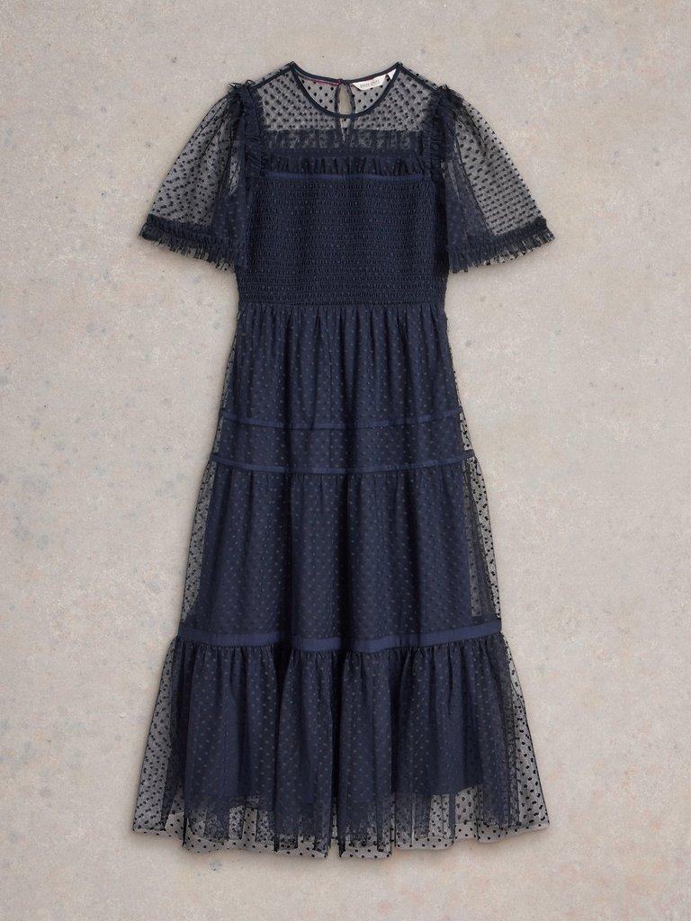 Nova Tulle Dress  in NAVY MULTI - FLAT FRONT