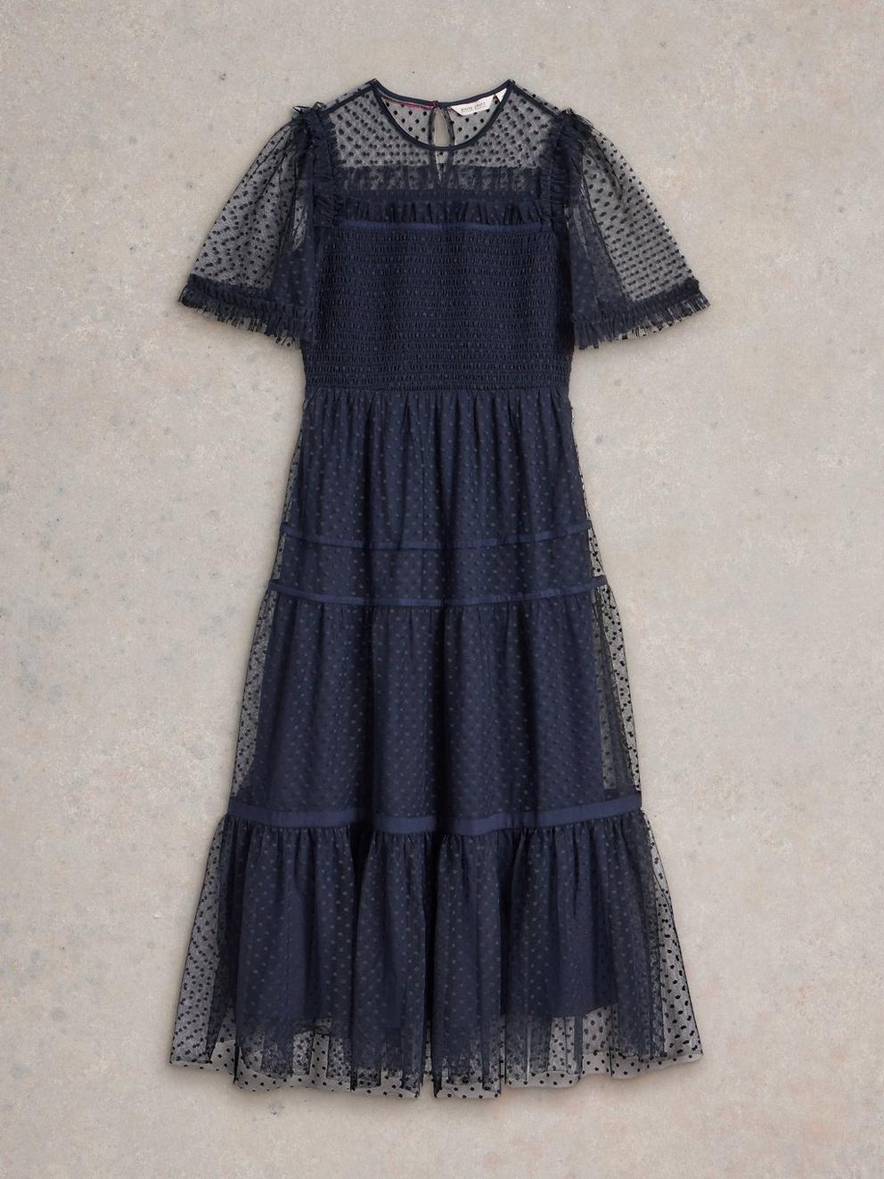 Nova Tulle Dress  in NAVY MULTI - FLAT FRONT