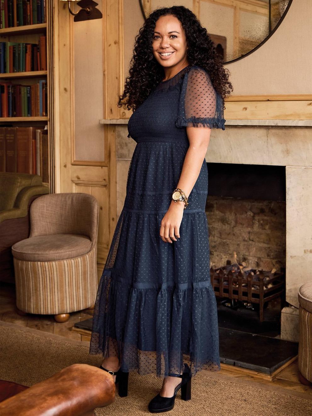 Nova Tulle Dress  in NAVY MULTI - MIXED