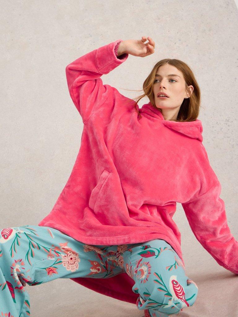 Clover Cosy Snuggle Hoodie in BRIGHT PINK White Stuff