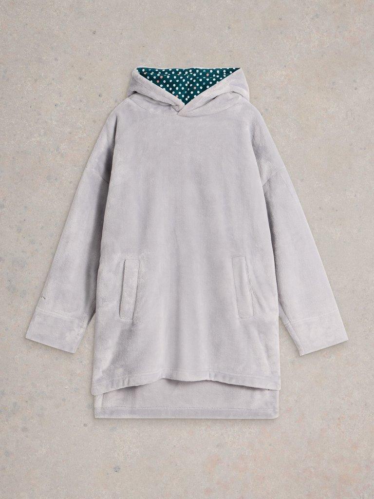 Clover Cosy Snuggle Hoodie in LGT GREY - FLAT FRONT