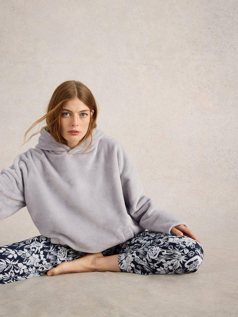 Clover Cosy Snuggle Hoodie in LIGHT GREY White Stuff