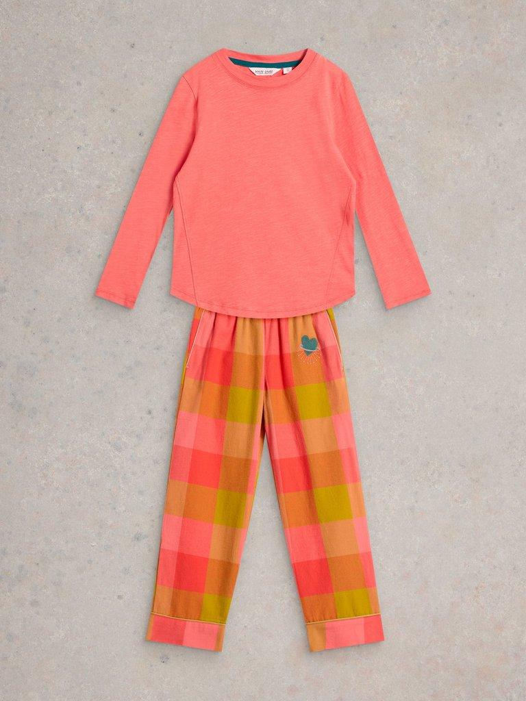 Girls Check PJ Set in PINK MLT - FLAT FRONT