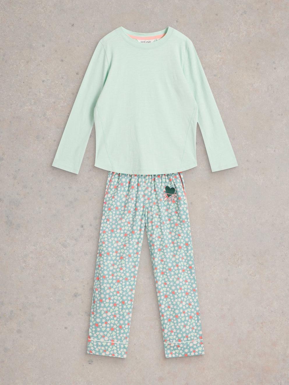 Girls Spots PJ Set in BLUE MLT - FLAT FRONT