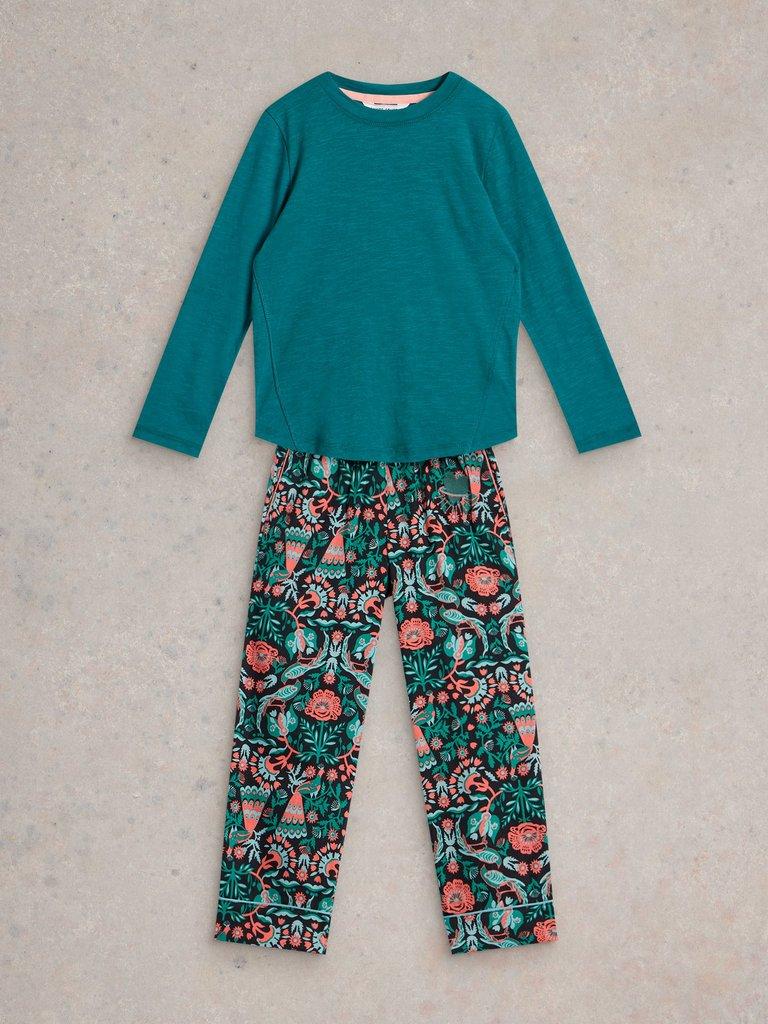 Girls Bird Printed PJ Set in BLK PR - FLAT FRONT