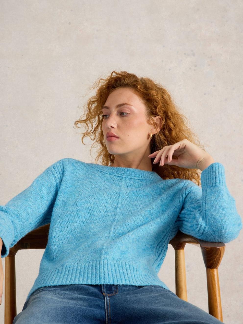 FLUFFY BOXY JUMPER in BRT BLUE - LIFESTYLE