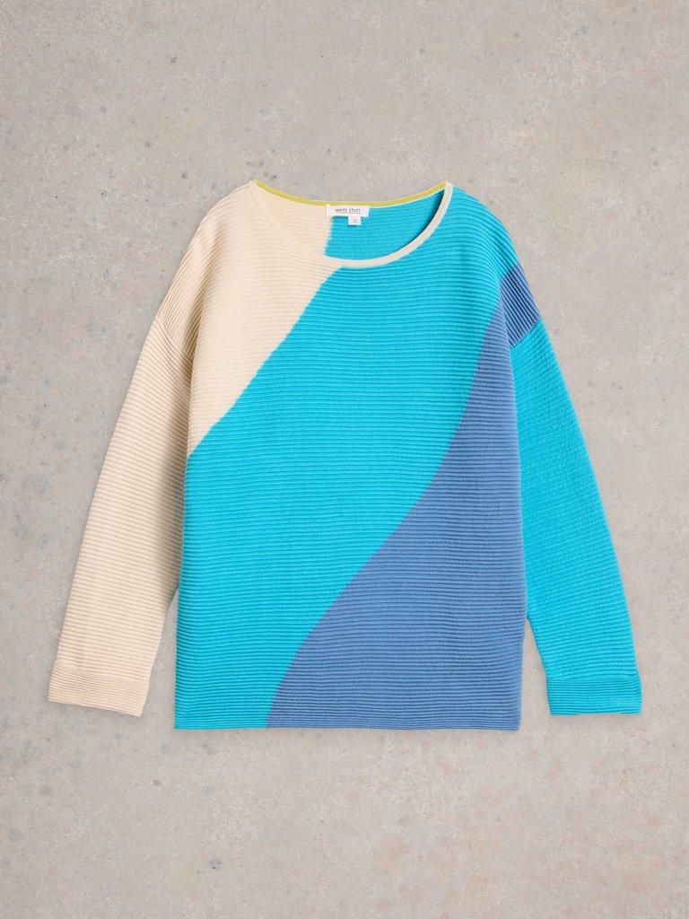 JANA ABSTRACT JUMPER in BRT BLUE - FLAT FRONT