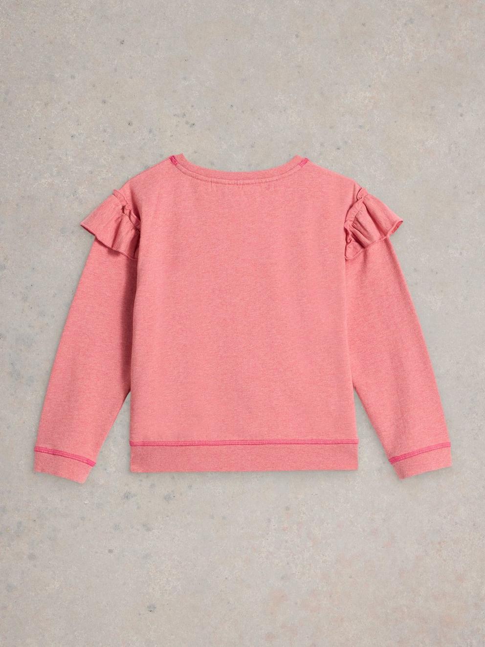 Kids Sadie Swan Crew Neck Sweat in MID PINK - FLAT BACK
