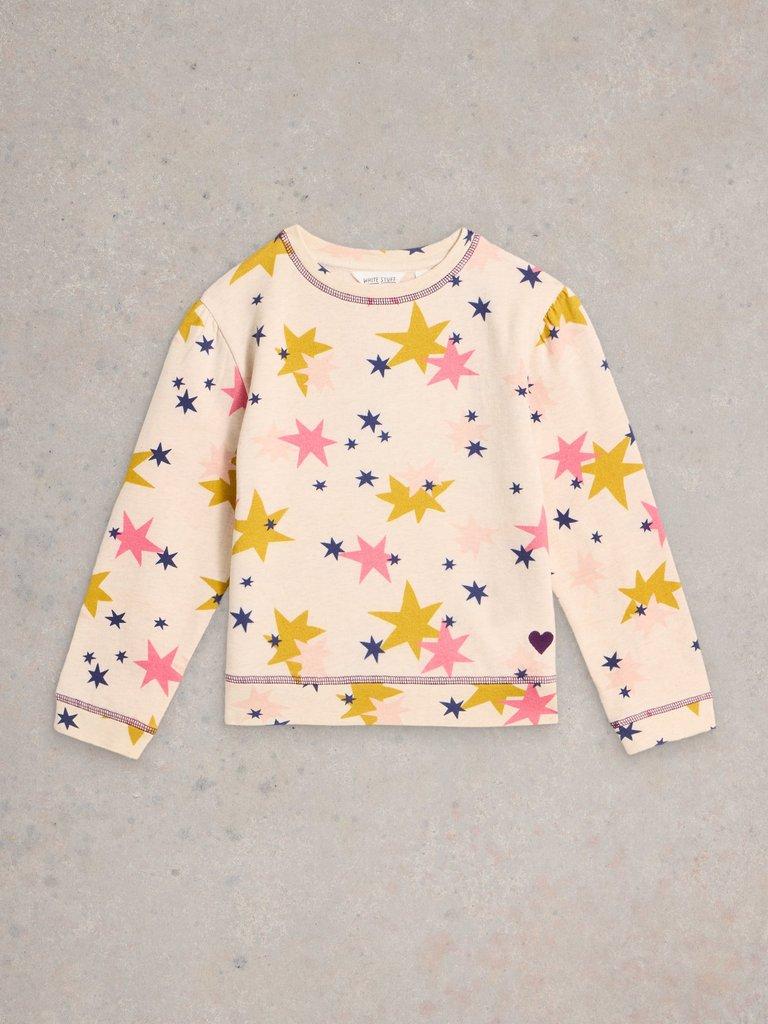 Kids Sadie Star Crew Neck Sweat in NAT MLT - FLAT FRONT