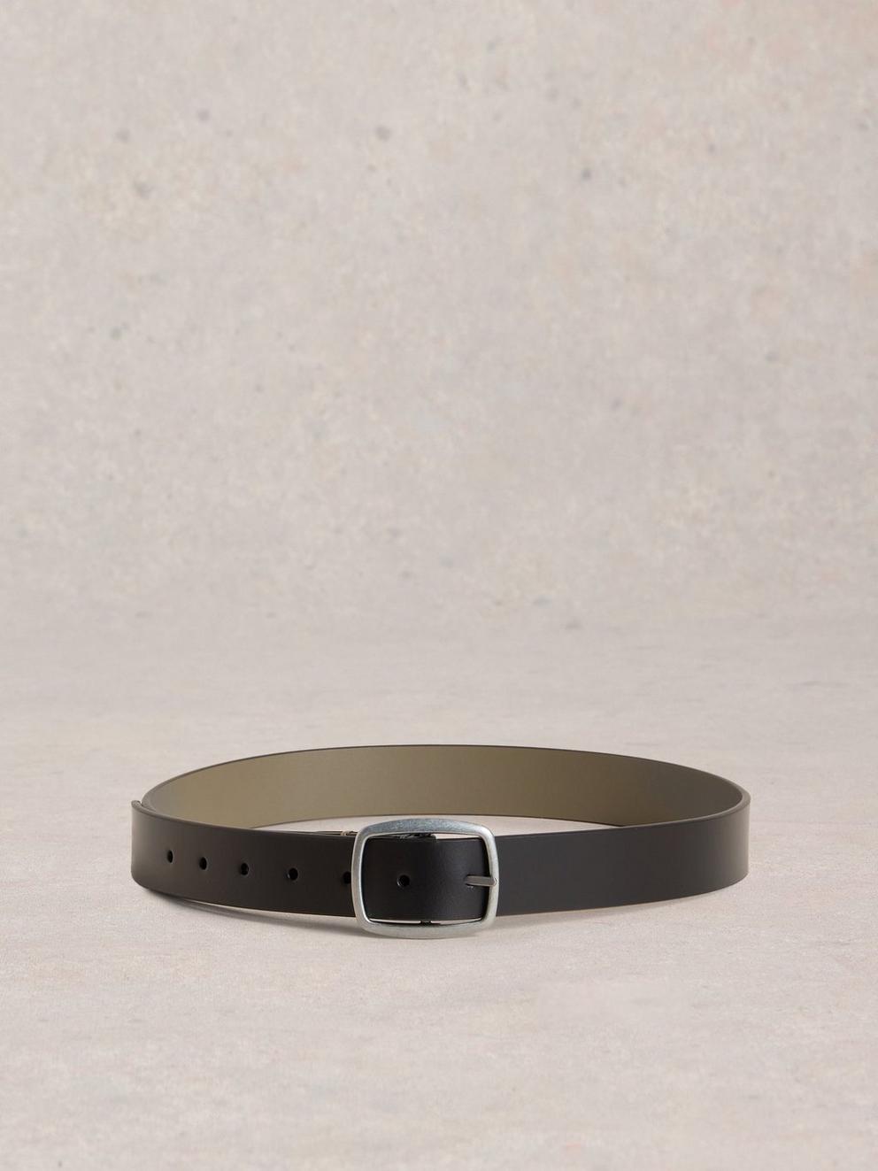 Reversible Leather Belt in BLK MLT - FLAT BACK