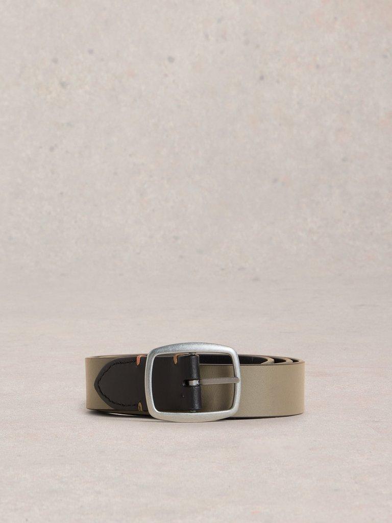 Reversible Leather Belt in BLK MLT - FLAT FRONT