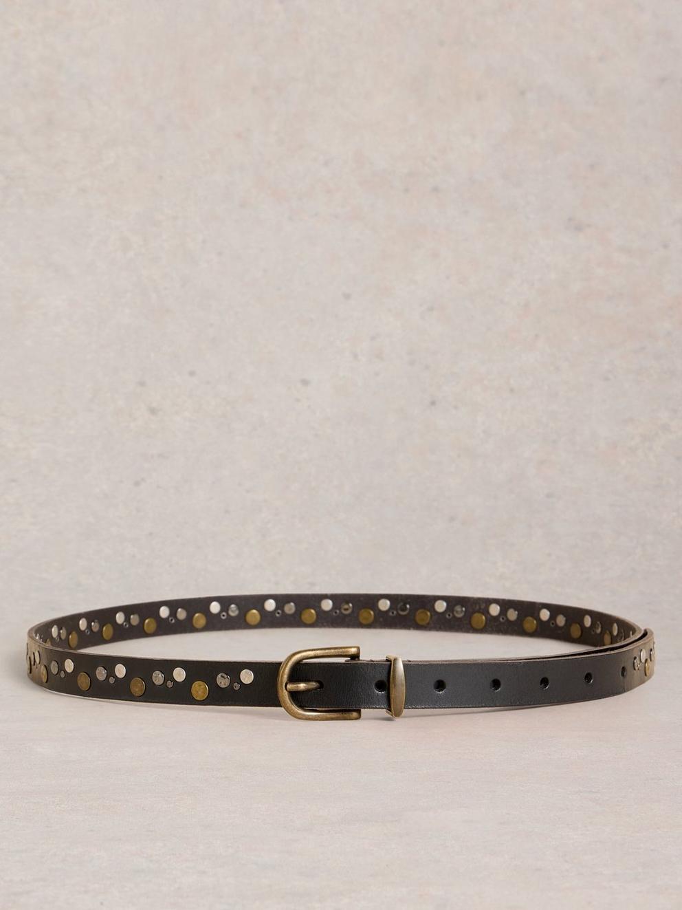 Studded Western Belt in PURE BLK - FLAT BACK