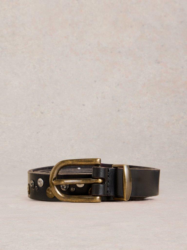 Studded Western Belt in PURE BLK - FLAT FRONT