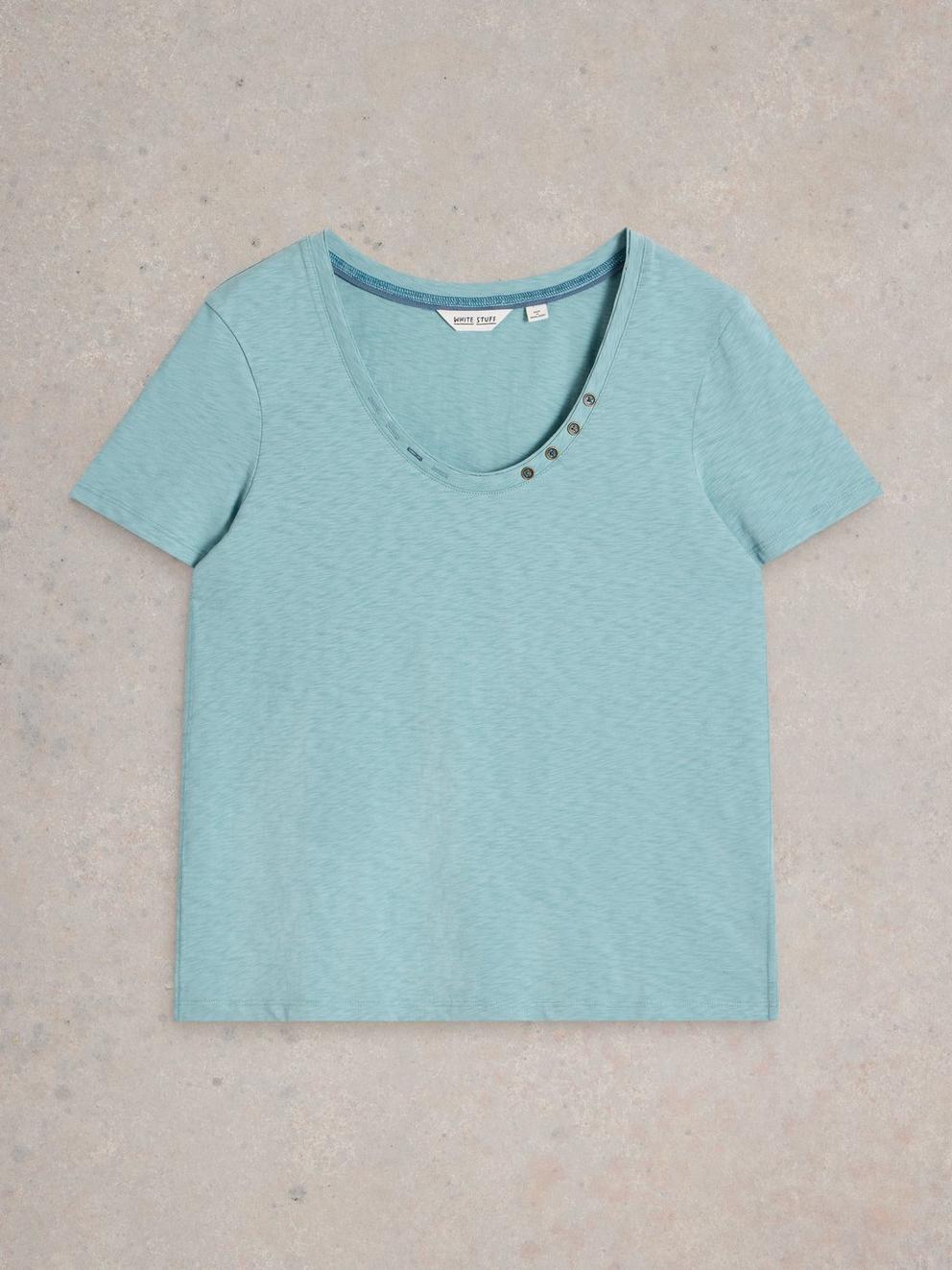 NADIA TEE in MID BLUE - FLAT FRONT