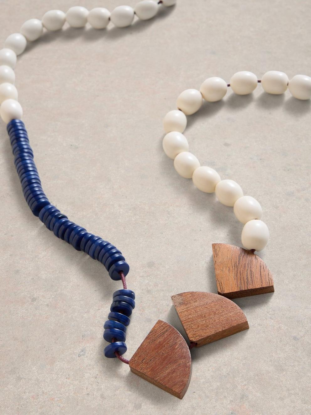 Beech Multi Bead Necklace in NAVY MULTI - FLAT DETAIL