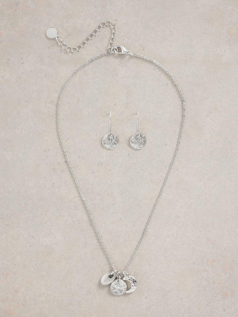 Luna Earring  Necklace Set in SLV TN MET - FLAT FRONT