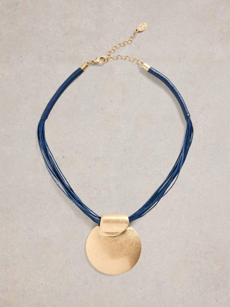 Maple Disk Necklace in FR NAVY - FLAT FRONT