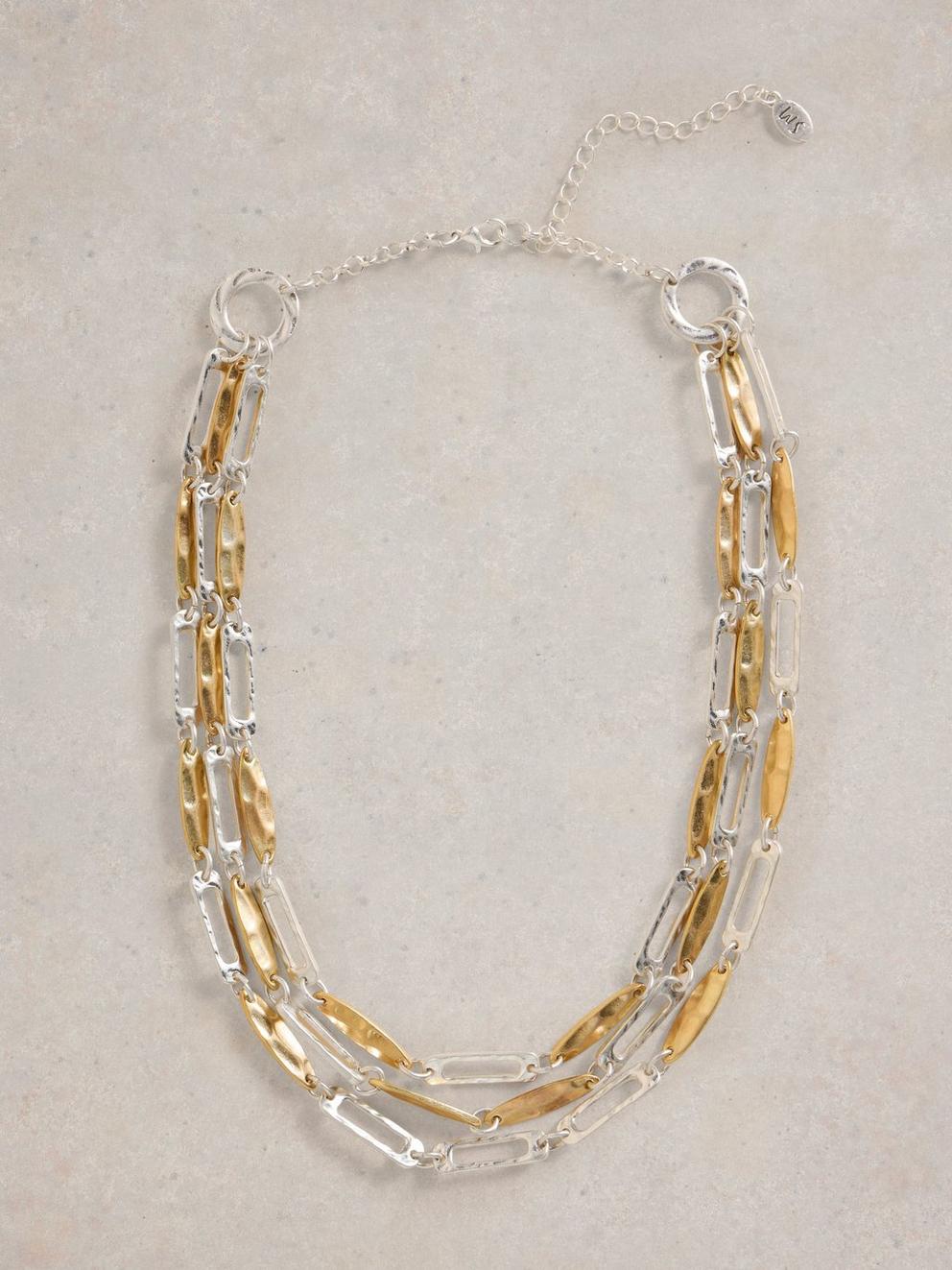 Chestnut Multi Layer Necklace in MIXED MET - FLAT FRONT