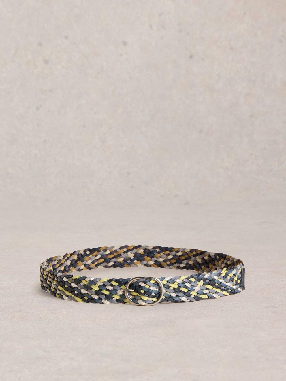 Weave Belt Leather in BLUE MLT - FLAT BACK