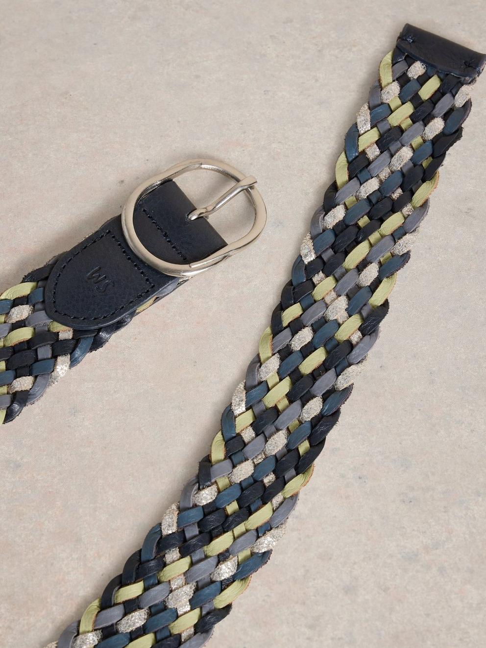 Weave Belt Leather in BLUE MLT - FLAT DETAIL