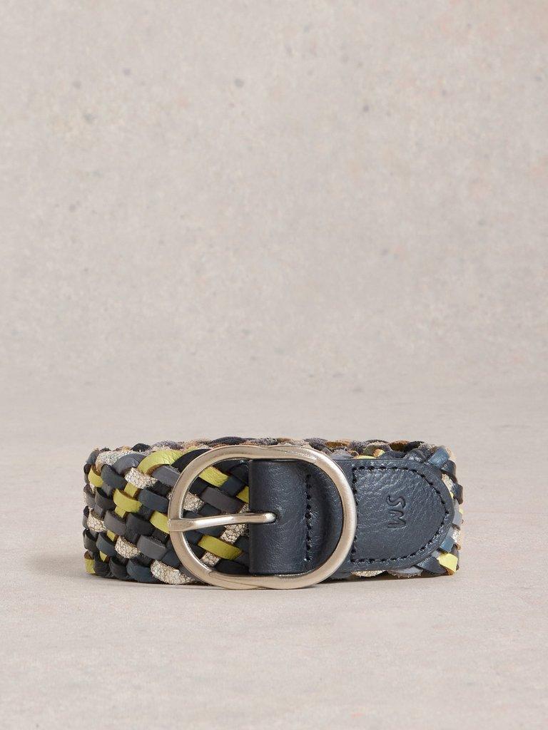 Weave Belt Leather in BLUE MLT - FLAT FRONT