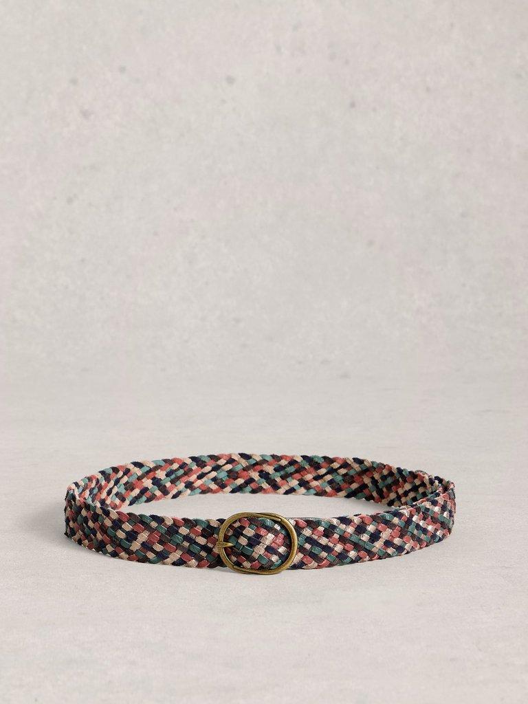 Weave Belt Leather in GREEN MLT - FLAT BACK