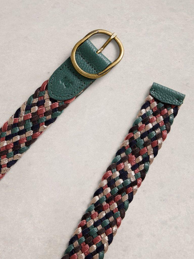 Weave Belt Leather in GREEN MLT - FLAT DETAIL